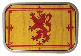 Rampant Lion Scottish Flag Buckle in wood